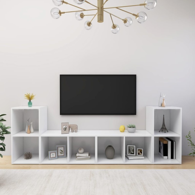 vidaXL Έπιπλα Τηλεόρασης 4 τεμ. Λευκά 72 x 35 x 36,5 εκ. Επεξ. Ξύλο