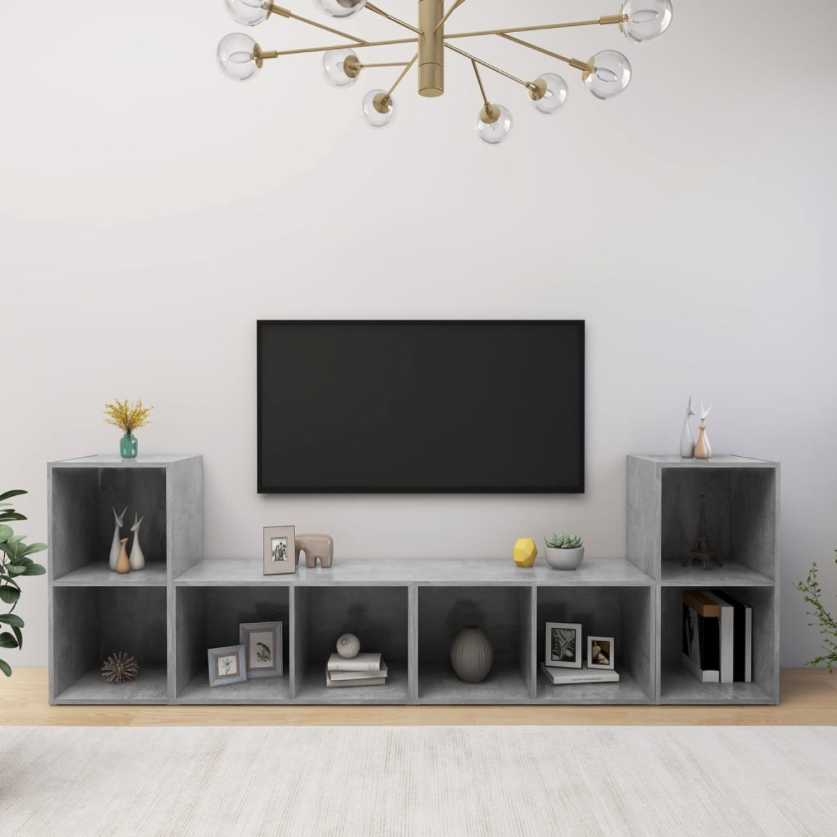 vidaXL Έπιπλα Τηλεόρασης 4 τεμ. Γκρι Σκυρ. 72x35x36,5 εκ. Μοριοσανίδα