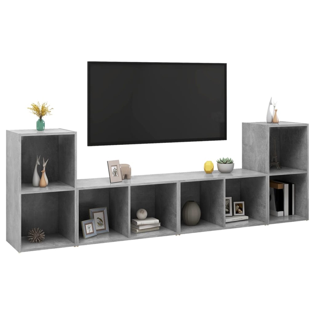 vidaXL Έπιπλα Τηλεόρασης 4 τεμ. Γκρι Σκυρ. 72x35x36,5 εκ. Μοριοσανίδα
