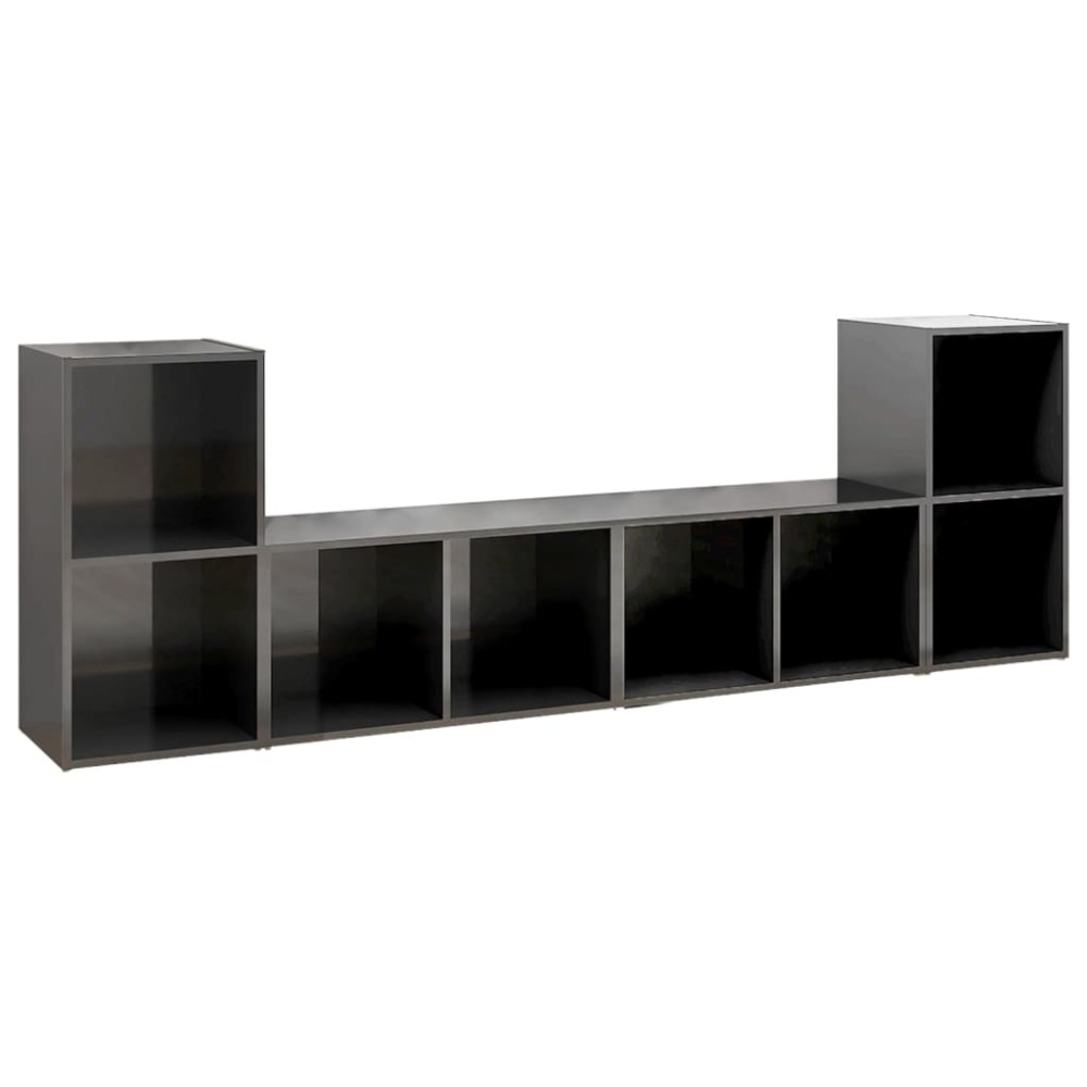 vidaXL Έπιπλα Τηλεόρασης 4 τεμ. Γυαλ. Γκρι 72x35x36,5 εκ. Επεξ. Ξύλο
