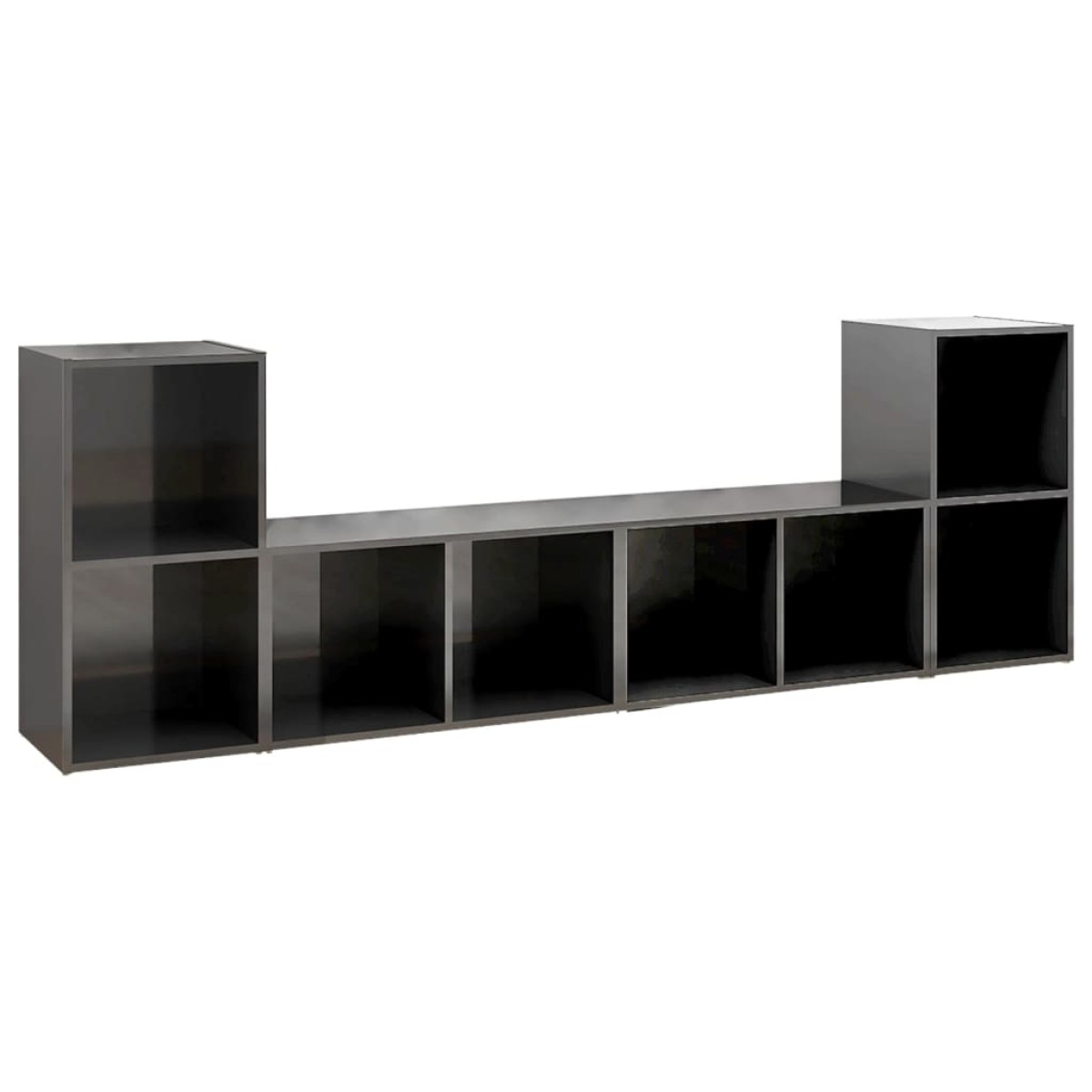 vidaXL Έπιπλα Τηλεόρασης 4 τεμ. Γυαλ. Γκρι 72x35x36,5 εκ. Μοριοσανίδα