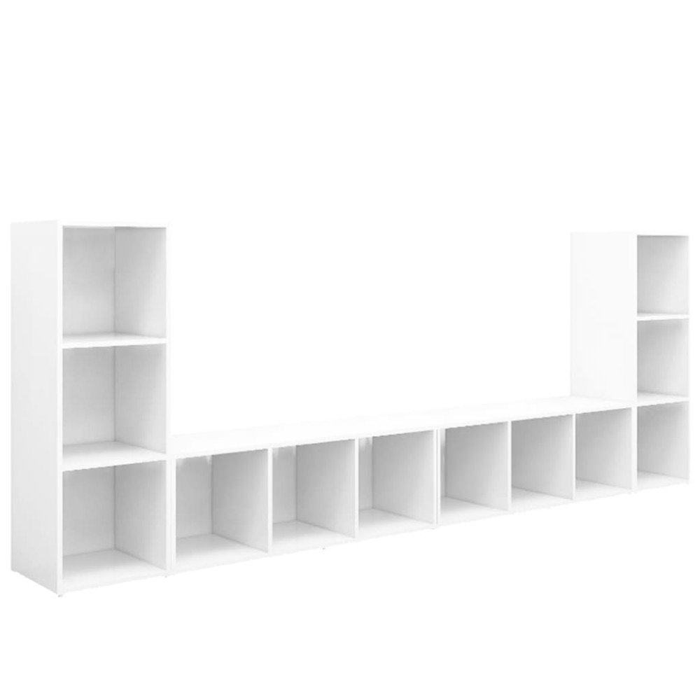 vidaXL Έπιπλα Τηλεόρασης 4 τεμ. Λευκά 107 x 35 x 37 εκ. Μοριοσανίδα