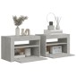 vidaXL Κομοδίνα με LED 2 τεμ. Γκρι Σκυρ. 60 x 35 x 40 εκ.