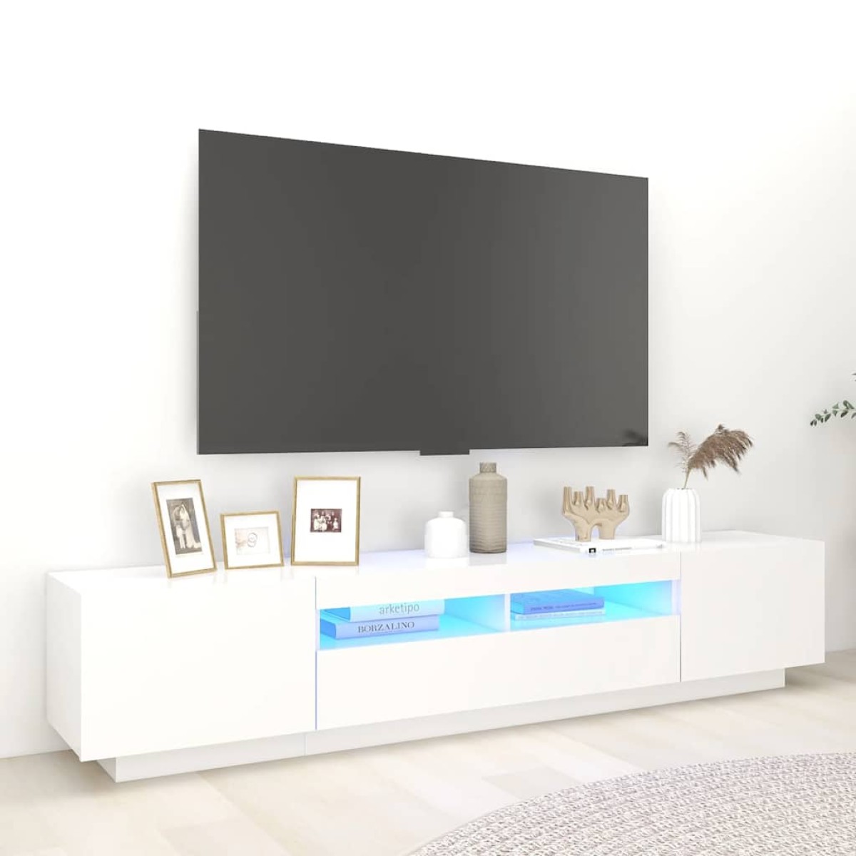vidaXL Έπιπλο Τηλεόρασης με LED Λευκό 200 x 35 x 40 εκ.