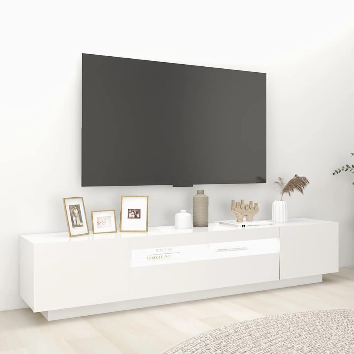 vidaXL Έπιπλο Τηλεόρασης με LED Λευκό 200 x 35 x 40 εκ.