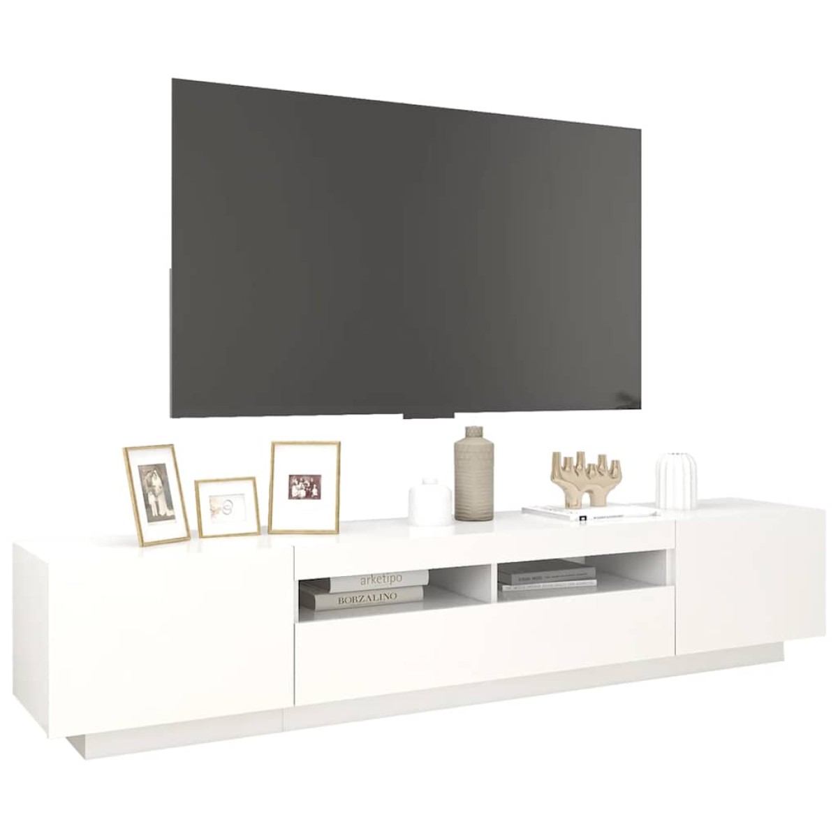vidaXL Έπιπλο Τηλεόρασης με LED Λευκό 200 x 35 x 40 εκ.