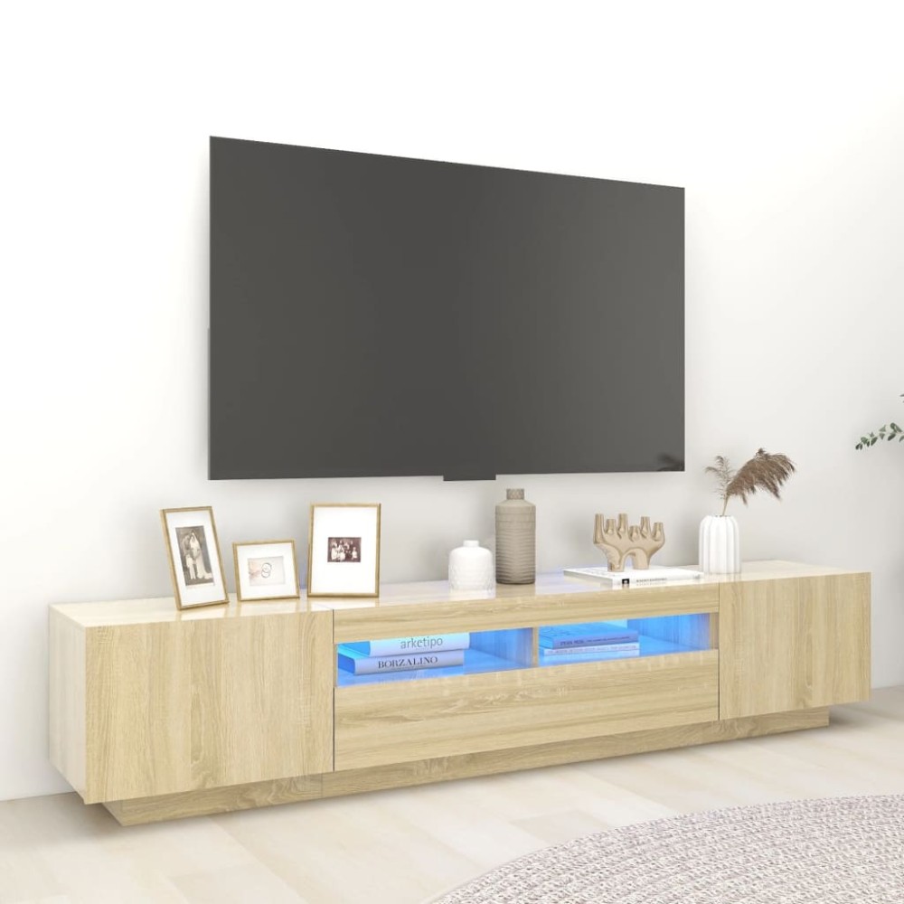 vidaXL Έπιπλο Τηλεόρασης με LED Sonoma Δρυς 200 x 35 x 40 εκ.