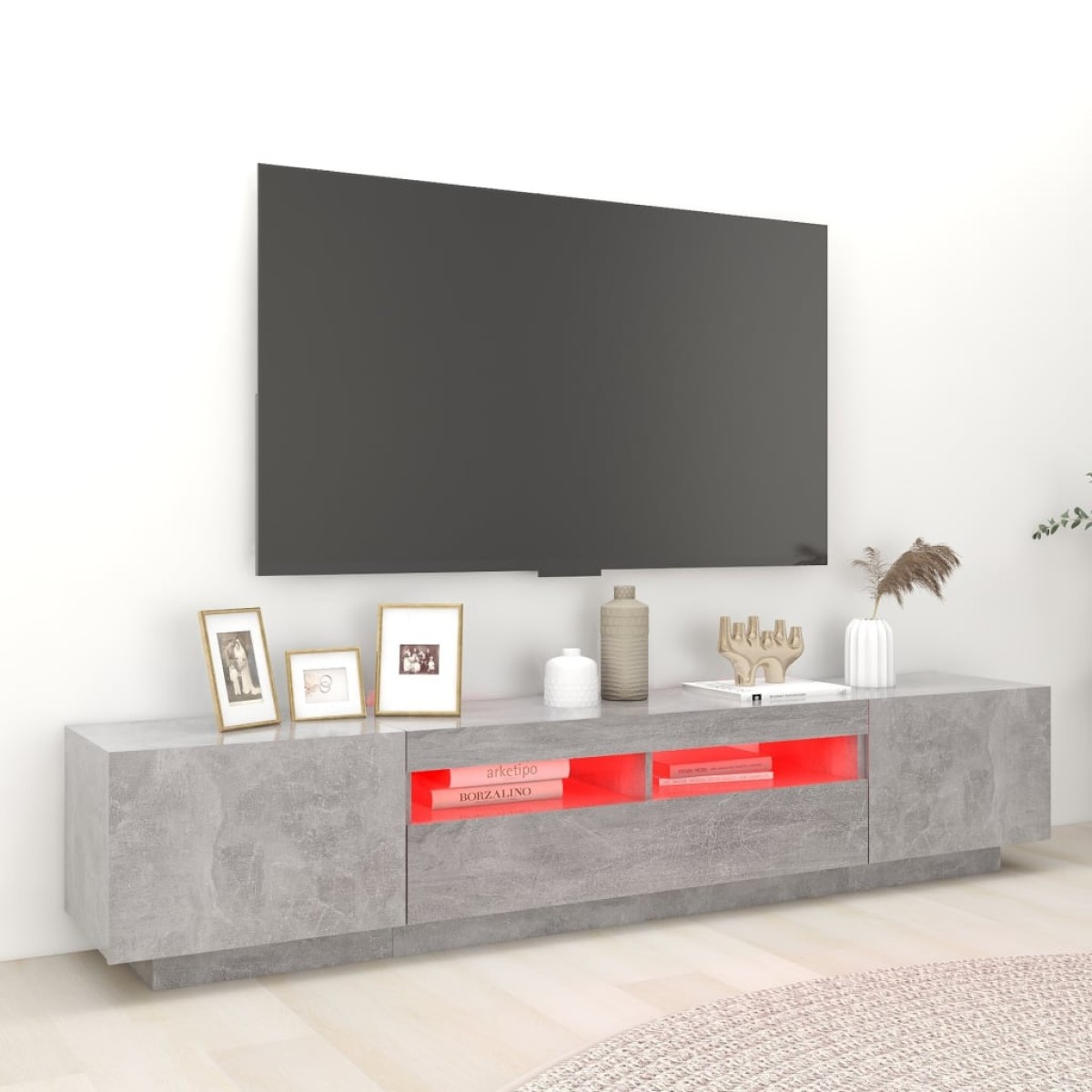 vidaXL Έπιπλο Τηλεόρασης με LED Γκρι Σκυροδέματος 200 x 35 x 40 εκ.