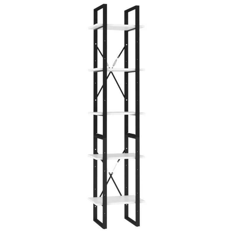 vidaXL Βιβλιοθήκη με 5 Ράφια Λευκή 40 x 30 x 175 εκ. από Επεξ. Ξύλο