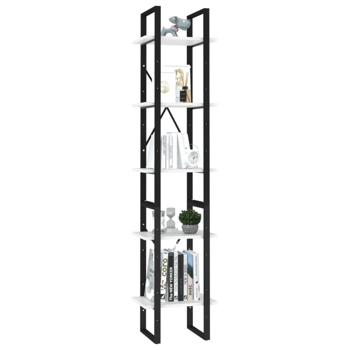 vidaXL Βιβλιοθήκη με 5 Ράφια Λευκή 40 x 30 x 175 εκ. από Επεξ. Ξύλο