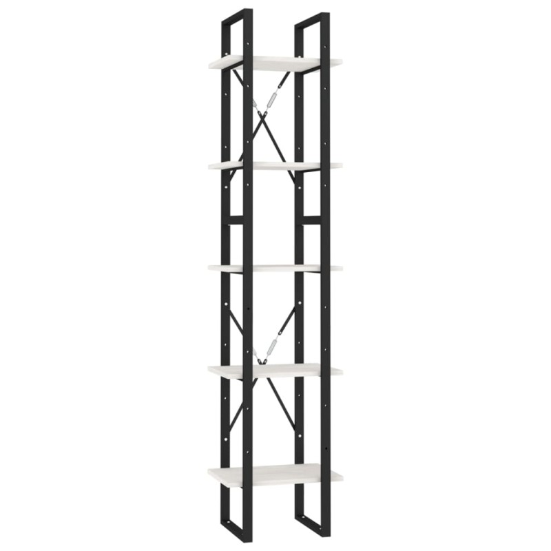 vidaXL Βιβλιοθήκη με 5 Ράφια Λευκή 40 x 30 x 175 εκ. από Ξύλο Πεύκου