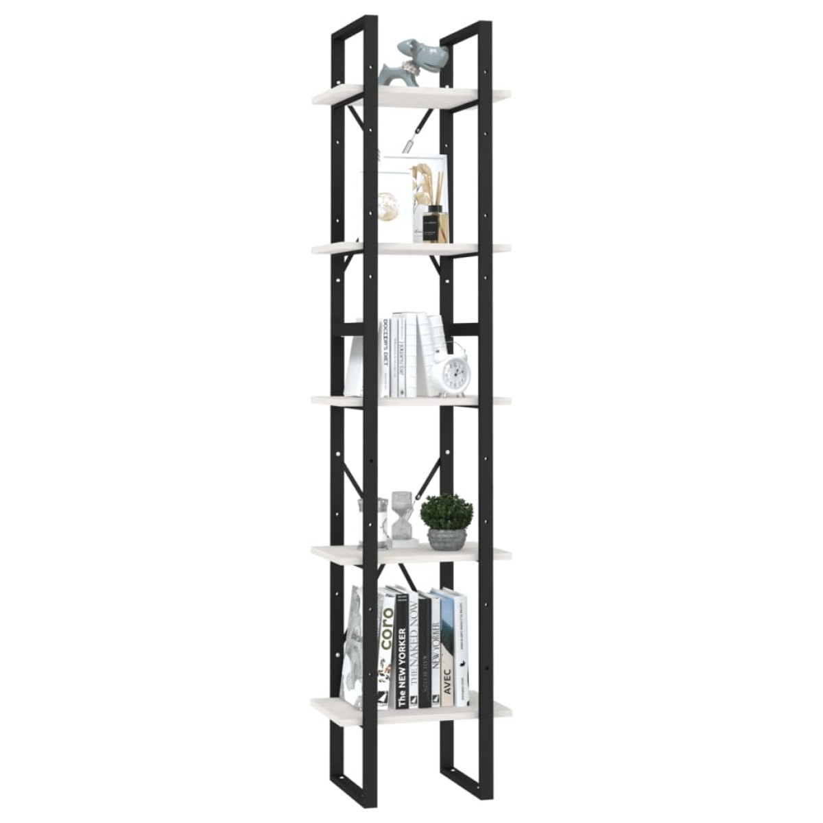 vidaXL Βιβλιοθήκη με 5 Ράφια Λευκή 40 x 30 x 175 εκ. από Ξύλο Πεύκου