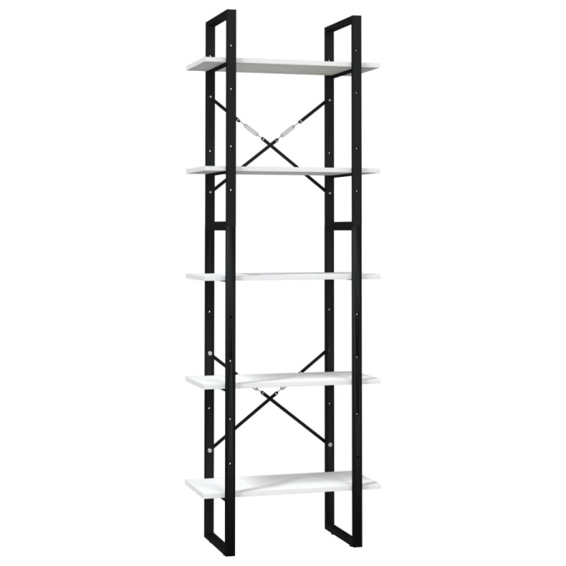 vidaXL Βιβλιοθήκη με 5 Ράφια Λευκή 60 x 30 x 175 εκ. από Ξύλο Πεύκου
