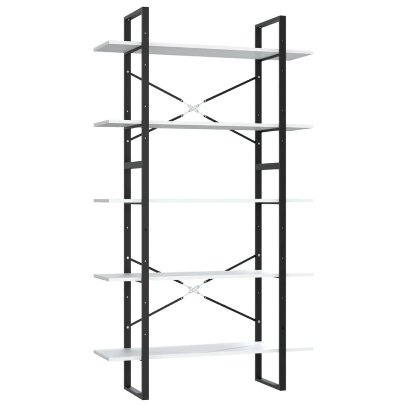 vidaXL Βιβλιοθήκη με 5 Ράφια Λευκή 100 x 30 x 175 εκ. από Επεξ. Ξύλο
