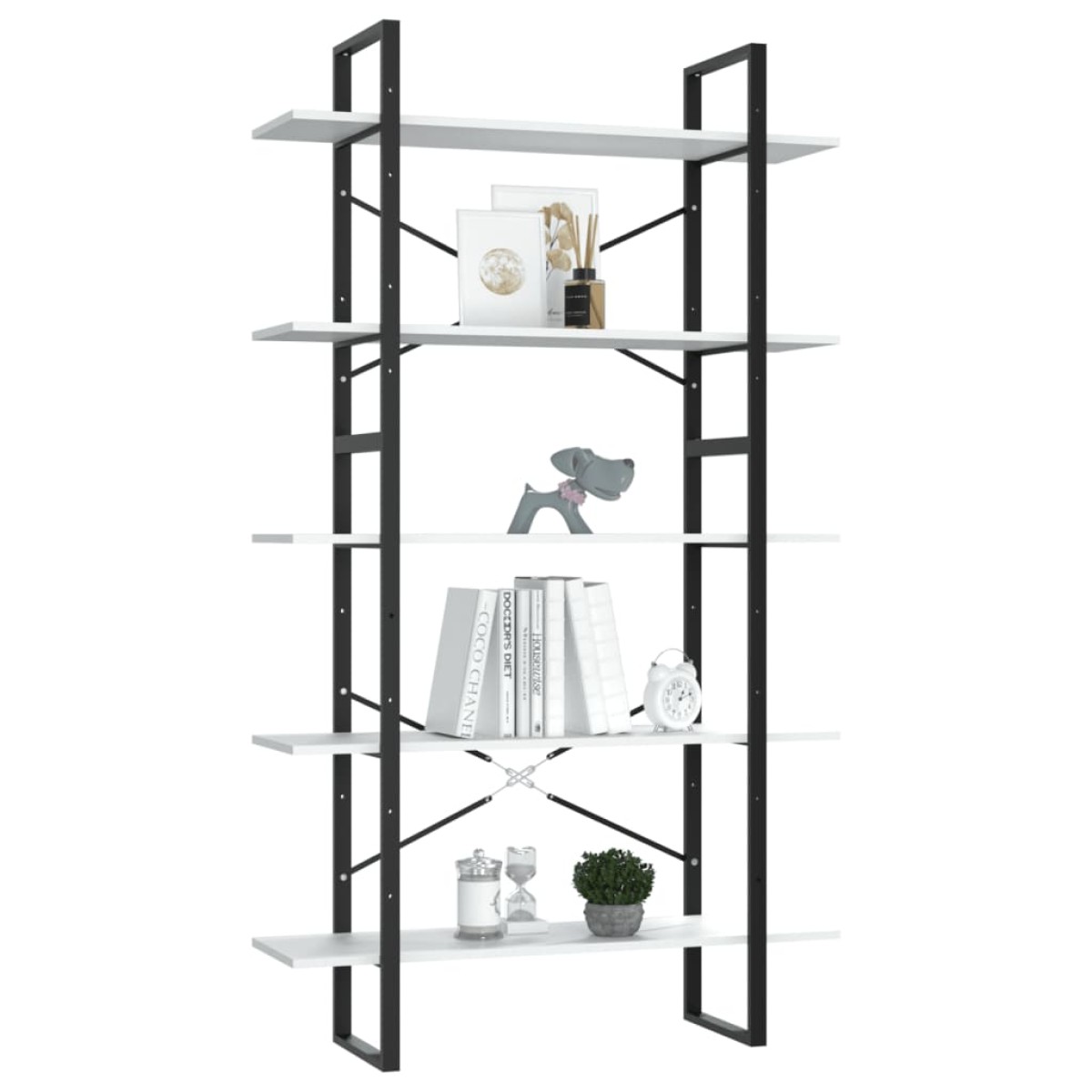 vidaXL Βιβλιοθήκη με 5 Ράφια Λευκή 100 x 30 x 175 εκ. από Επεξ. Ξύλο