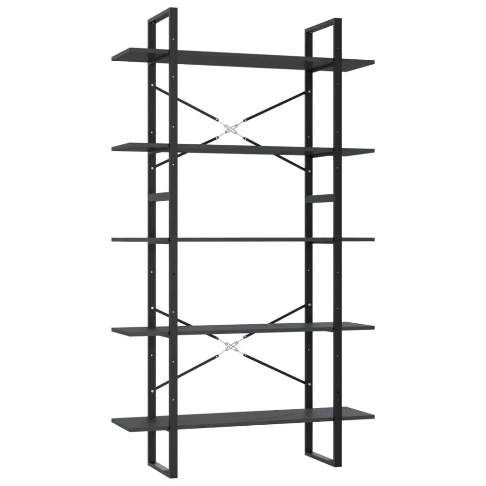 vidaXL Βιβλιοθήκη με 5 Ράφια Γκρι 100 x 30 x 175 εκ. από Επεξ. Ξύλο