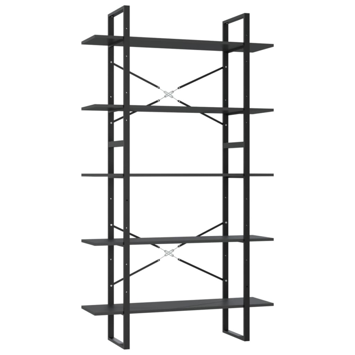 vidaXL Βιβλιοθήκη με 5 Ράφια Γκρι 100 x 30 x 175 εκ. από Επεξ. Ξύλο