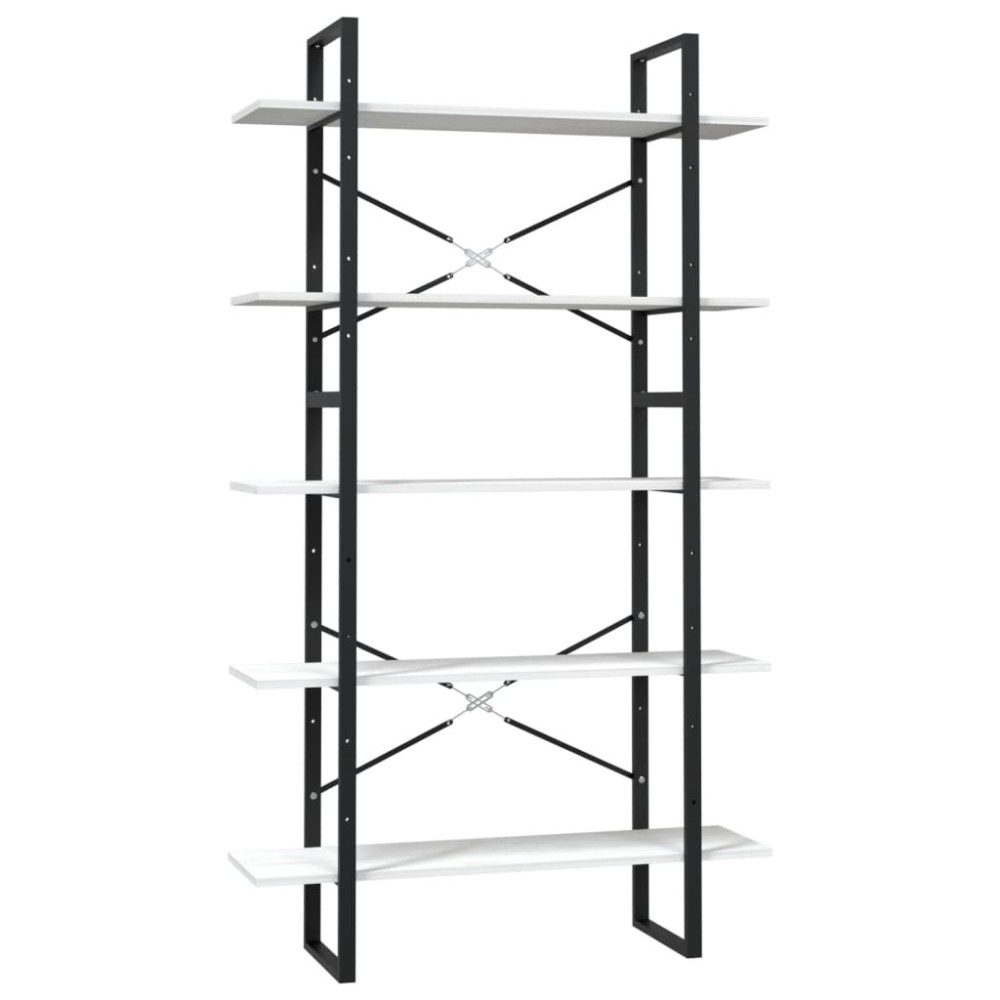 vidaXL Βιβλιοθήκη με 5 Ράφια Λευκή 100 x 30 x 175 εκ από Ξύλο Πεύκου