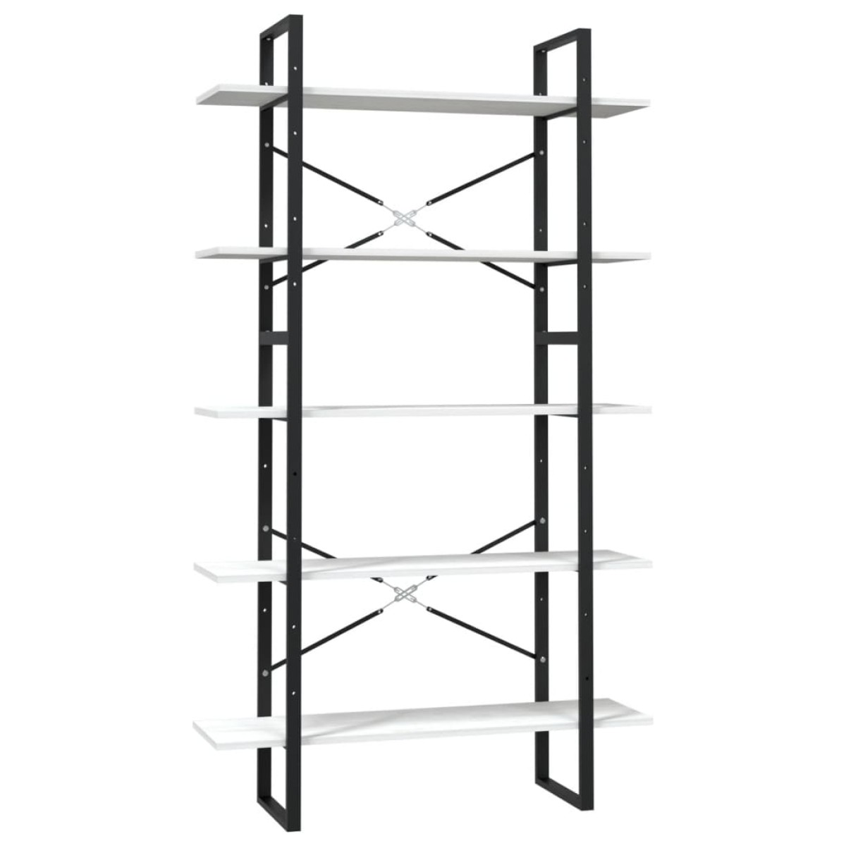 vidaXL Βιβλιοθήκη με 5 Ράφια Λευκή 100 x 30 x 175 εκ από Ξύλο Πεύκου