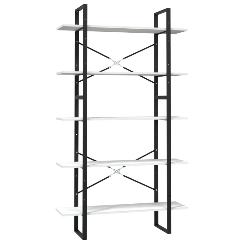 vidaXL Βιβλιοθήκη με 5 Ράφια Λευκή 100 x 30 x 175 εκ από Ξύλο Πεύκου