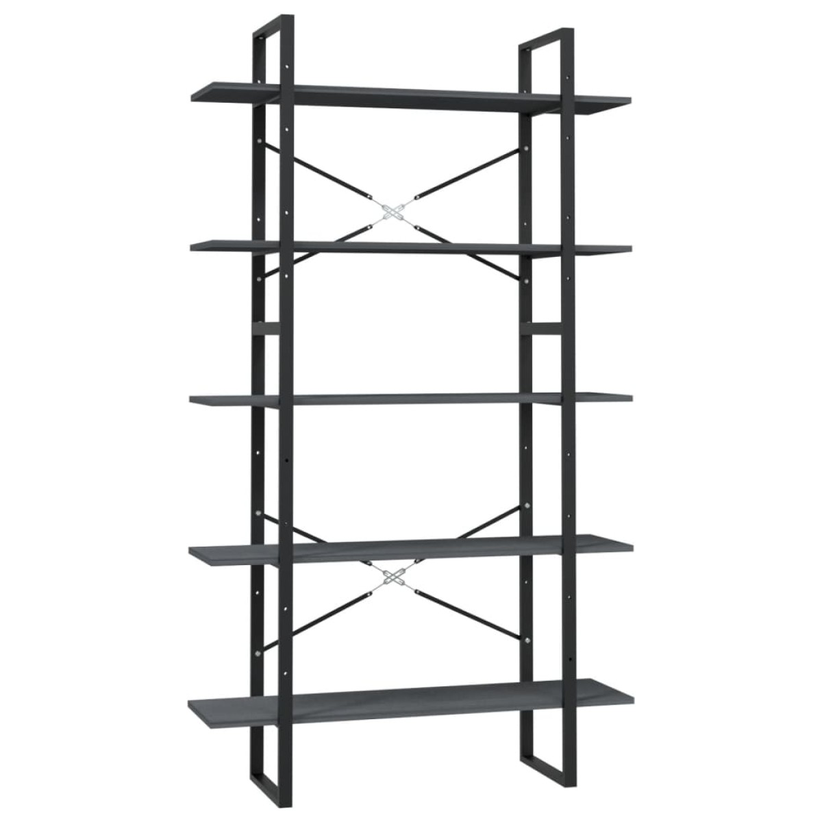 vidaXL Βιβλιοθήκη με 5 Ράφια Γκρι 100 x 30 x 175 εκ από Ξύλο Πεύκου