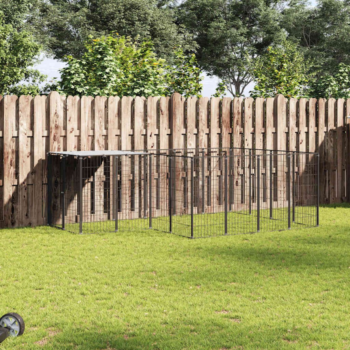 vidaXL Σπιτάκι Σκύλου Μαύρο 6,05 m² Ατσάλινο