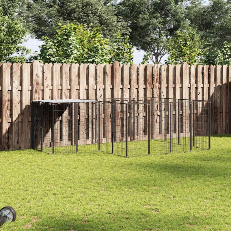 vidaXL Σπιτάκι Σκύλου Μαύρο 6,05 m² Ατσάλινο