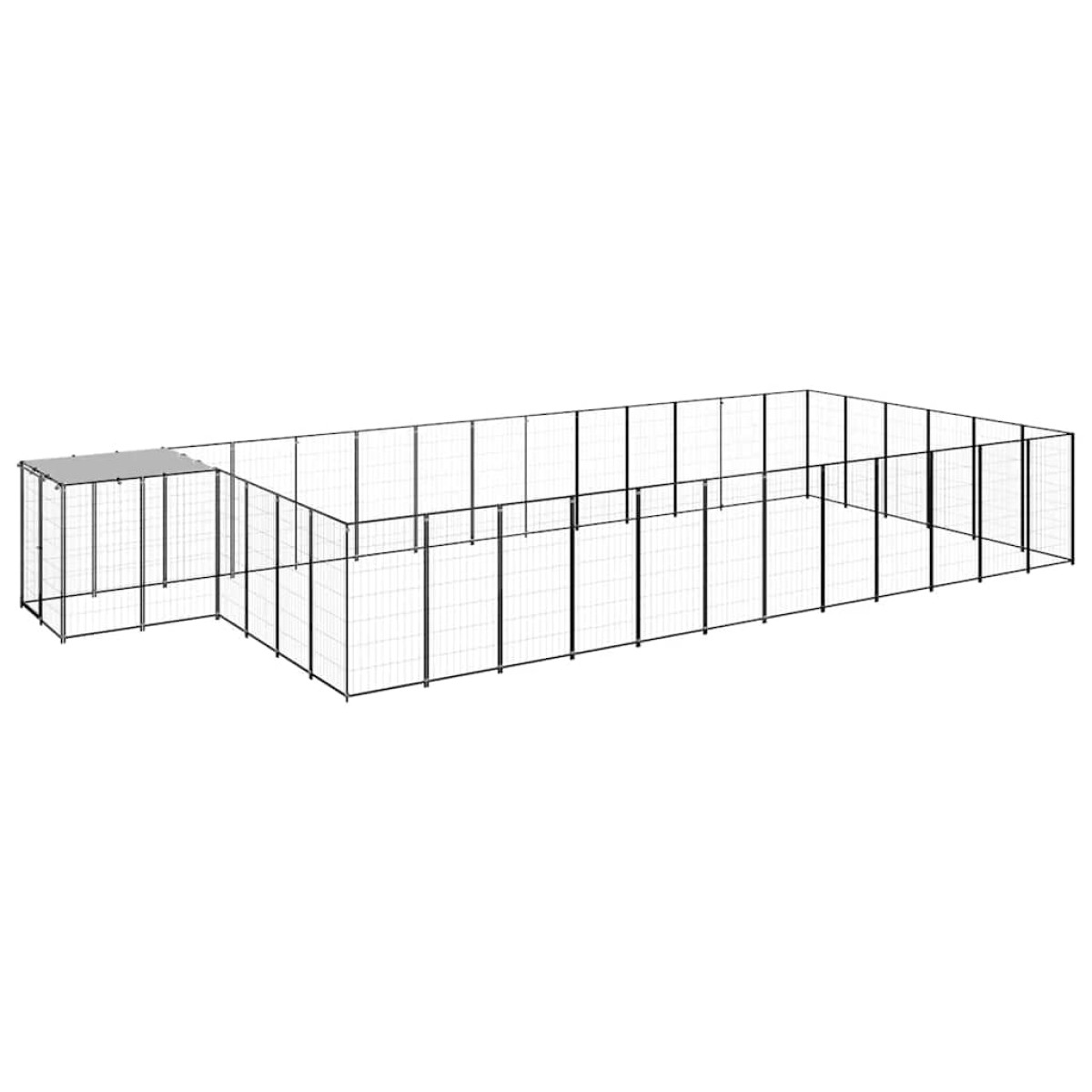 3082216 vidaXL Dog Kennel Black 22,99 m² Ατσάλι (150782+3x150784)