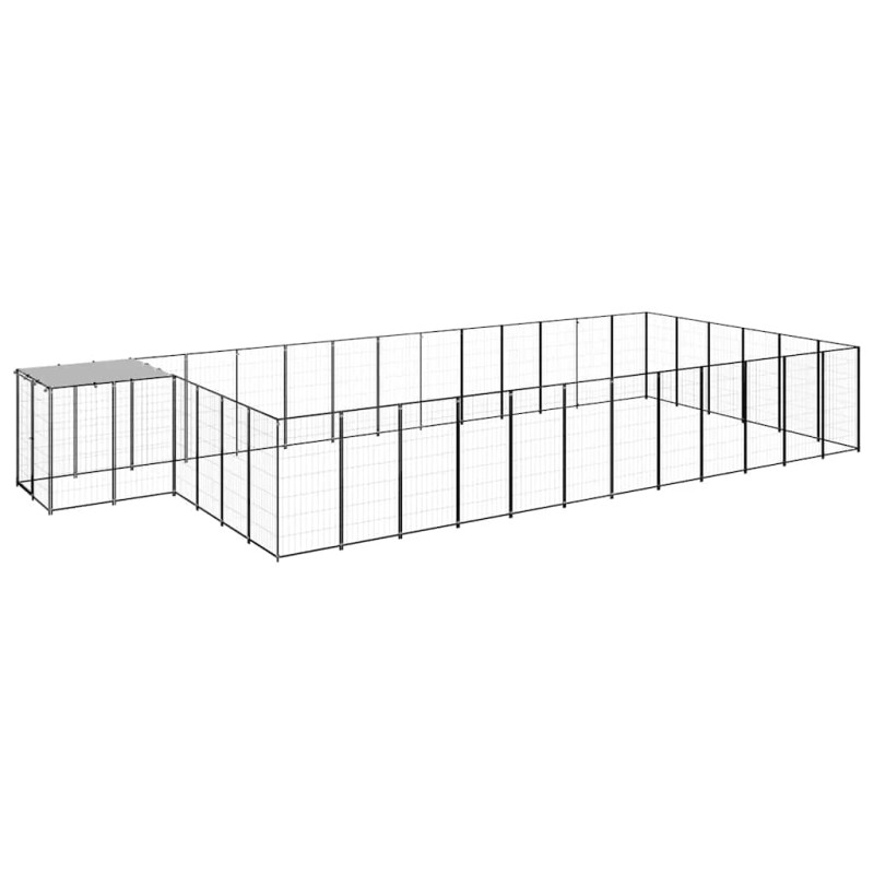 3082216 vidaXL Dog Kennel Black 22,99 m² Ατσάλι (150782+3x150784)