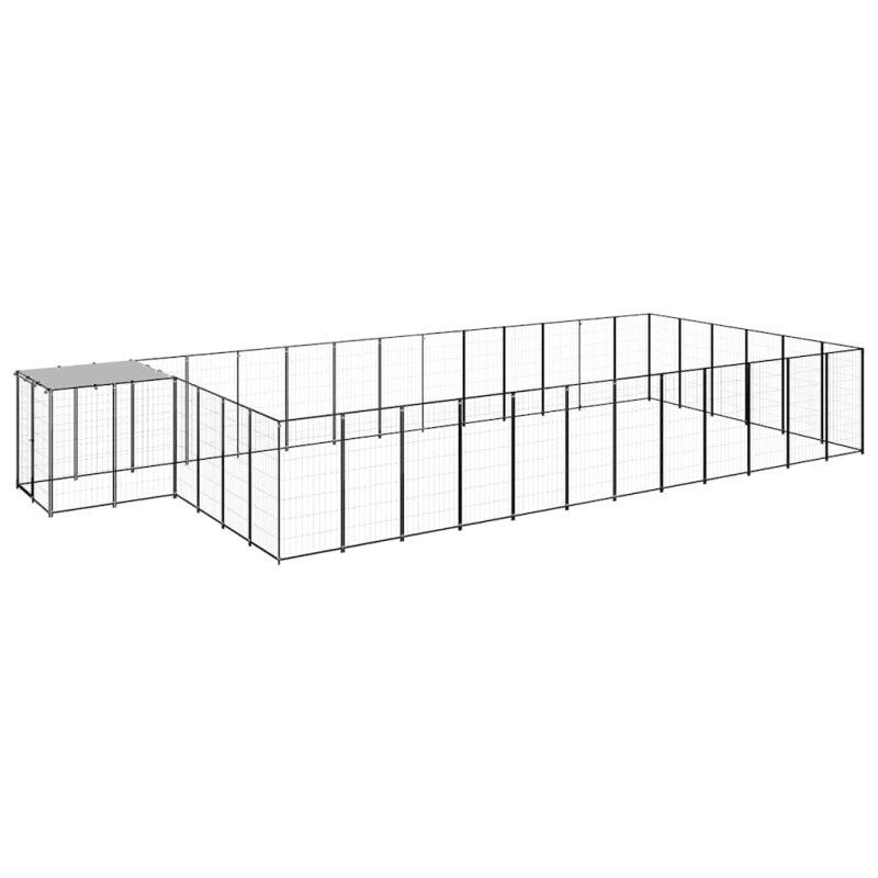 vidaXL Σπιτάκι Σκύλου Μαύρο 26,62 μ² Ατσάλινο