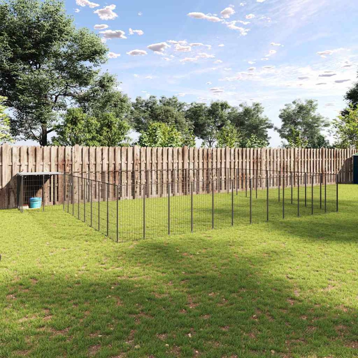 vidaXL Σπιτάκι Σκύλου Μαύρο 37,51 μ² Ατσάλινο