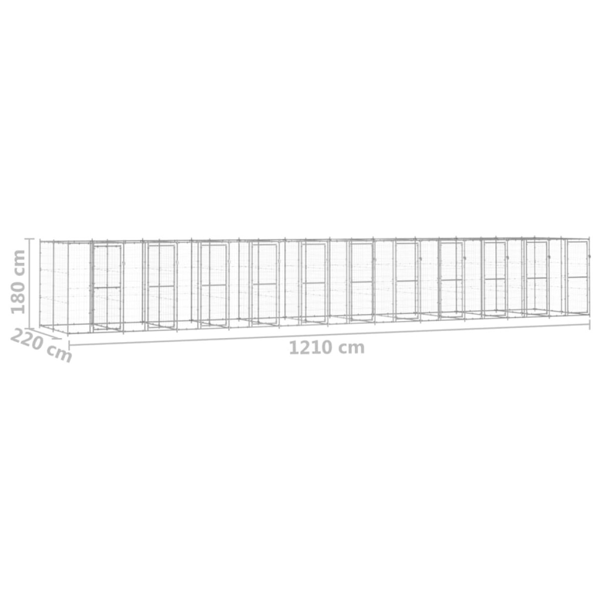 vidaXL Κλουβί Σκύλου Εξωτερικού Χώρου 26,62 μ² από Γαλβανισμένο Χάλυβα
