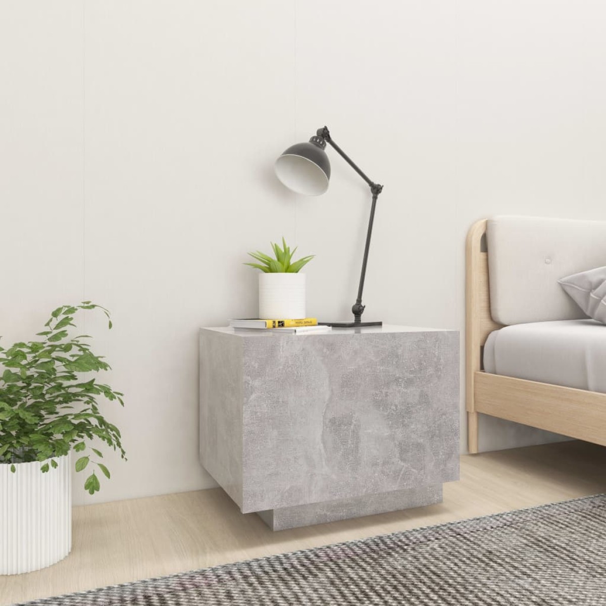 vidaXL Κομοδίνο Γκρι Σκυροδέματος 100 x 35 x 40 εκ. από Μοριοσανίδα
