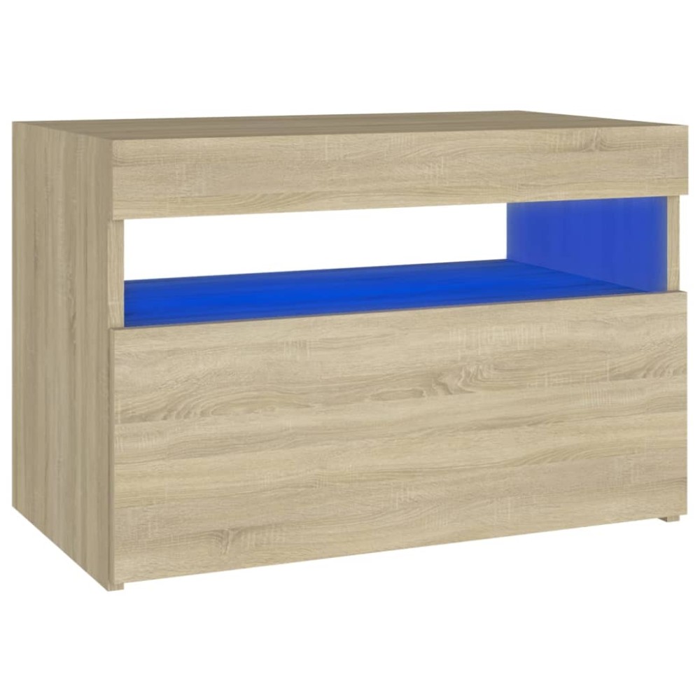 vidaXL Κομοδίνο με LED Sonoma Δρυς 60 x 35 x 40 εκ. Επεξεργασμένο Ξύλο