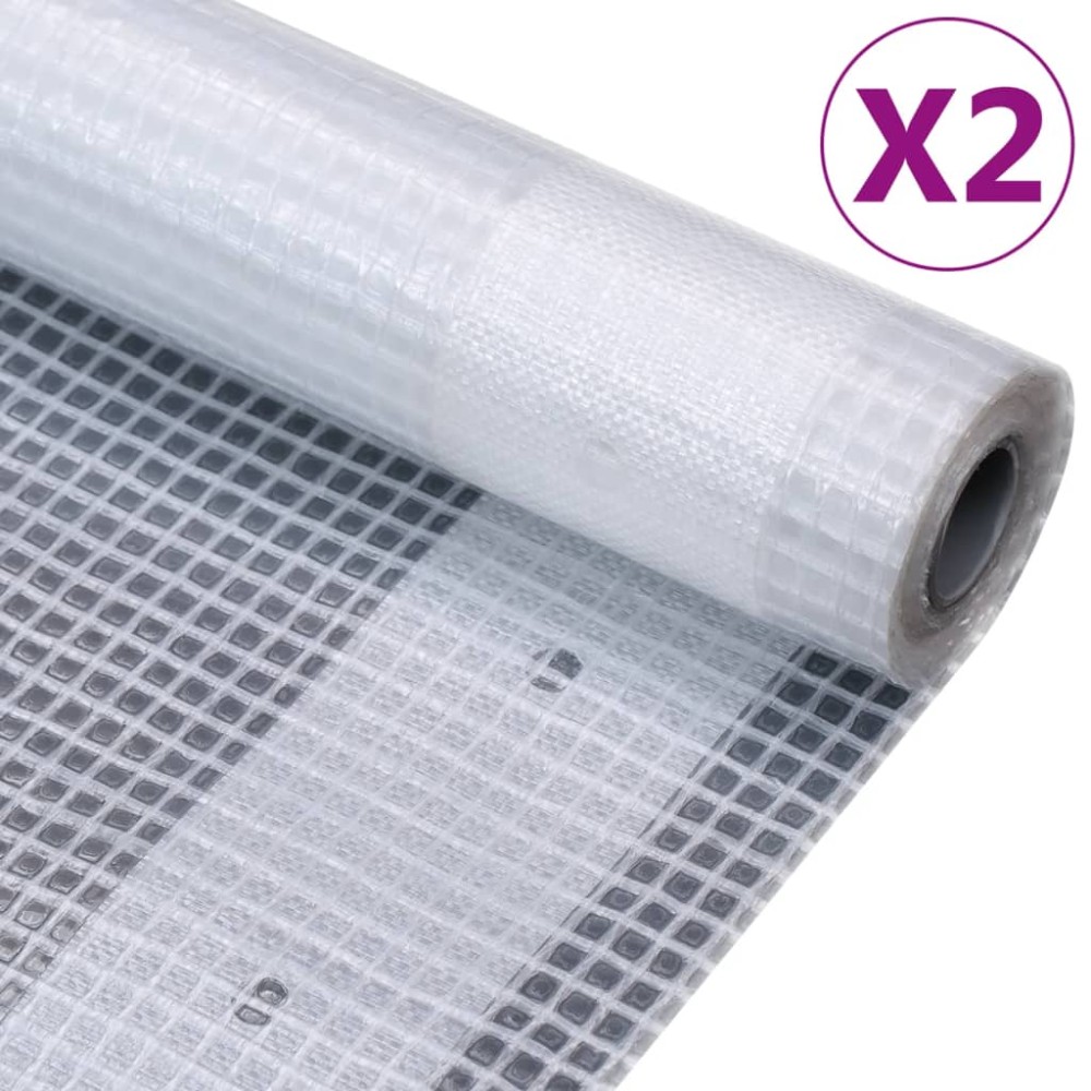 vidaXL Μουσαμάδες με Ύφανση Leno 2 τεμ. Λευκοί 2 x 3 μ. 260 γρ./μ²