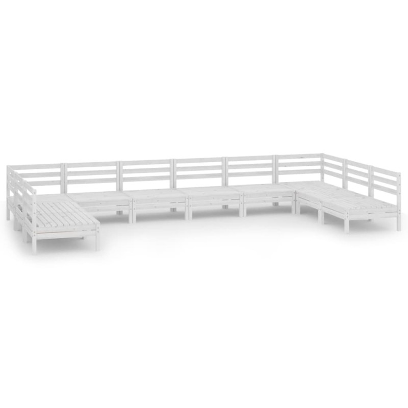 vidaXL Σαλόνι Κήπου Σετ 10 Τεμαχίων Λευκό από Μασίφ Ξύλο Πεύκου