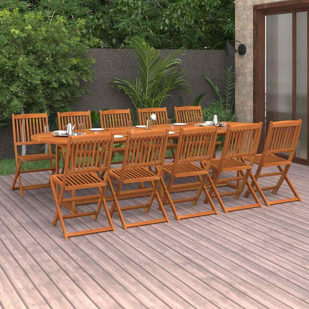 vidaXL Σετ Τραπεζαρίας Κήπου 11 Τεμαχίων 280x90x75 εκ. Μασίφ Ακακία
