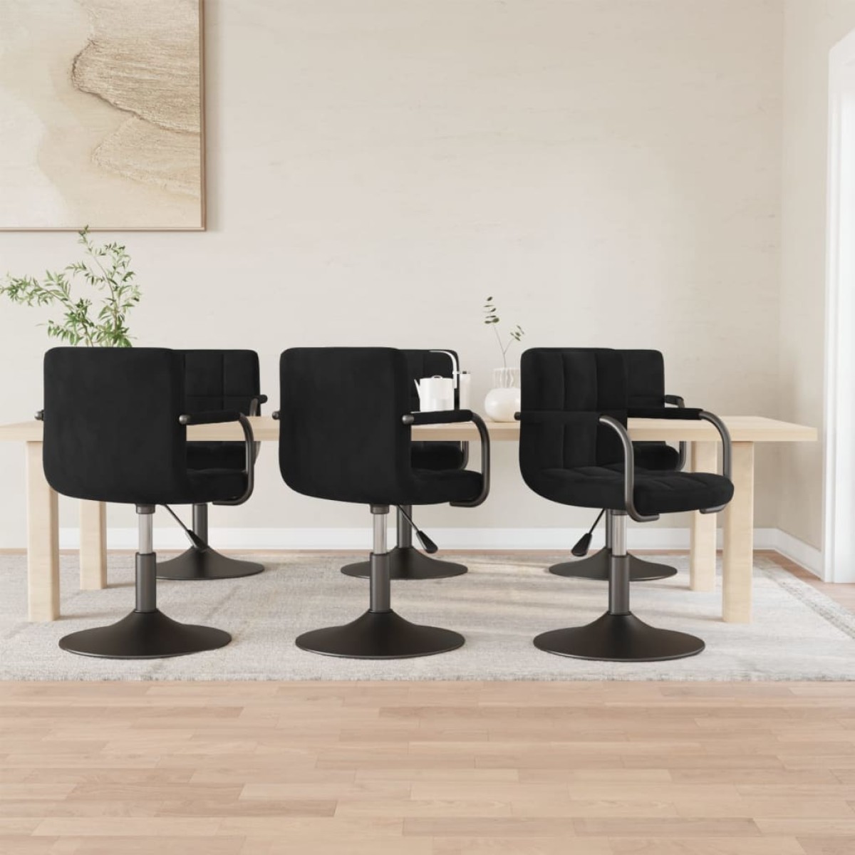 vidaXL Καρέκλες Τραπεζαρίας Περιστρεφόμενες 6 τεμ. Μαύρες Βελούδινες