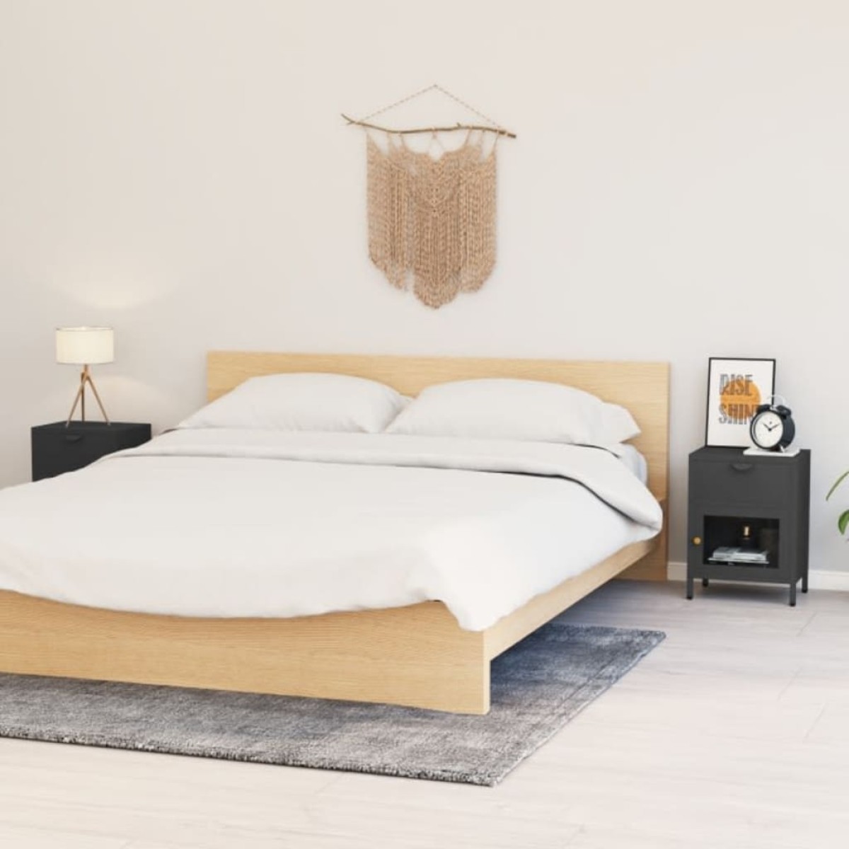vidaXL Κομοδίνα 2 τεμ. Ανθρακί 40 x 30 x 54,5 εκ. από Ατσάλι / Γυαλί