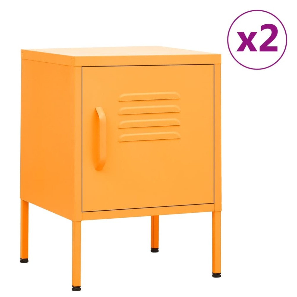 vidaXL Κομοδίνα 2 τεμ. Μουσταρδί 35 x 35 x 51 εκ. Ατσάλινα