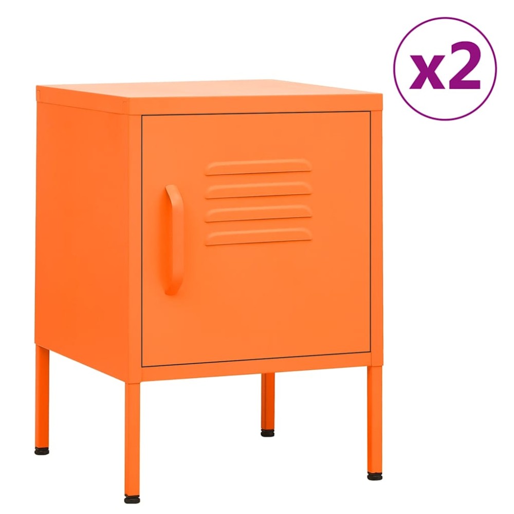 vidaXL Κομοδίνα 2 τεμ. Πορτοκαλί 35 x 35 x 51 εκ. Ατσάλινα