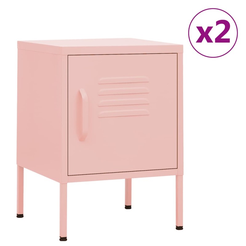 vidaXL Κομοδίνα 2 τεμ. Ροζ 35 x 35 x 51 εκ. Ατσάλινα