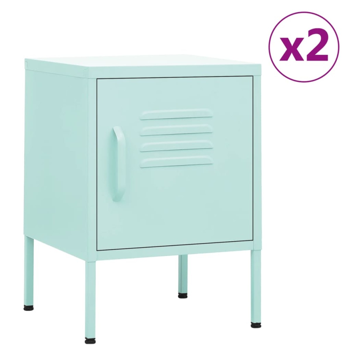 vidaXL Κομοδίνα 2 τεμ. Χρώμα Μέντας 35 x 35 x 51 εκ. Ατσάλινα