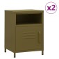 vidaXL Κομοδίνα 2 τεμ. Πράσινο Ελιάς 35 x 35 x 51 εκ. Ατσάλινα