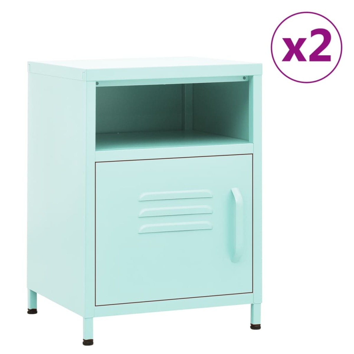 vidaXL Κομοδίνα 2 τεμ. Χρώμα Μέντας 35 x 35 x 51 εκ. Ατσάλινα