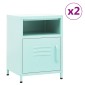 vidaXL Κομοδίνα 2 τεμ. Χρώμα Μέντας 35 x 35 x 51 εκ. Ατσάλινα