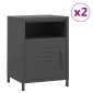 vidaXL Κομοδίνα 2 τεμ. Ανθρακί 35 x 35 x 51 εκ. Ατσάλινα