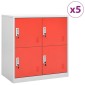 vidaXL Φοριαμοί 5 τεμ. Ανοιχτό Γκρι/Κόκκινο 90x45x92,5 εκ. Ατσάλινοι