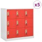 vidaXL Φοριαμοί 5 τεμ. Ανοιχτό Γκρι/Κόκκινο 90x45x92,5 εκ. Ατσάλινοι