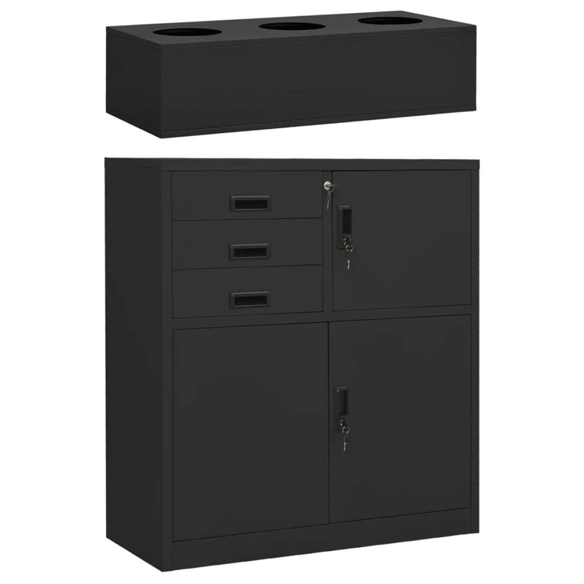 vidaXL Ντουλάπα Γραφείου με Γλάστρα Ανθρακί 90 x 40 x 125 εκ. Ατσάλινη